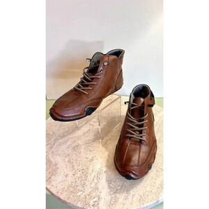 DBeck Men's Brown Leather High Top Hiking Waterproof Sneakers Shoes Size 39